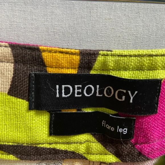 Ideology Linen Cotton blend leaf mural capris pants Sz 4 - Picture 6 of 11